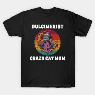 Dulcimerist Crazy Cat Mom Groovy Halloween Party Retro Vintage T-Shirt